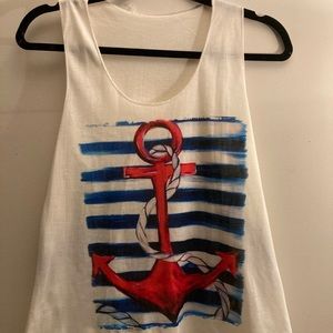 White Tanktop with Anchor Design